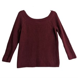 Pink Republic Sweater Burgundy Shaker Knit Ribbed Cotton Large